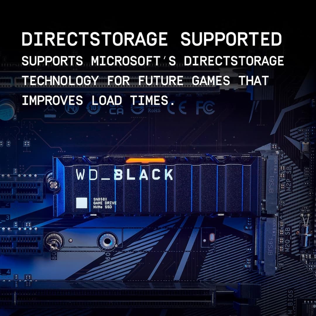 Western Digital Black SN850X with Heatsink M.2 2280 PCI Express 4.0 x4 NVMe Solid State Drive 1TB - Image 5