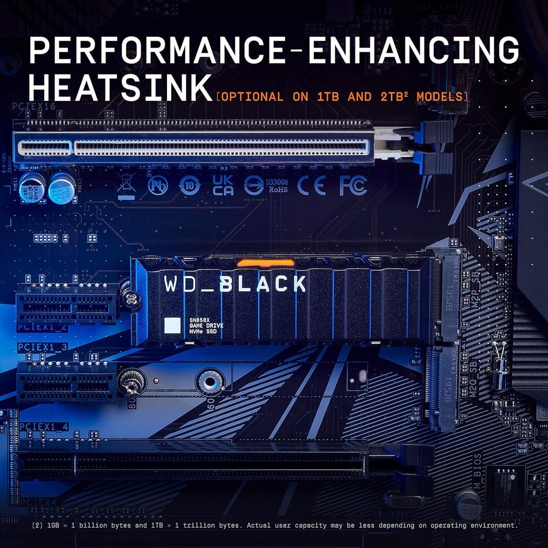 Western Digital Black SN850X with Heatsink M.2 2280 PCI Express 4.0 x4 NVMe Solid State Drive 1TB - Image 8