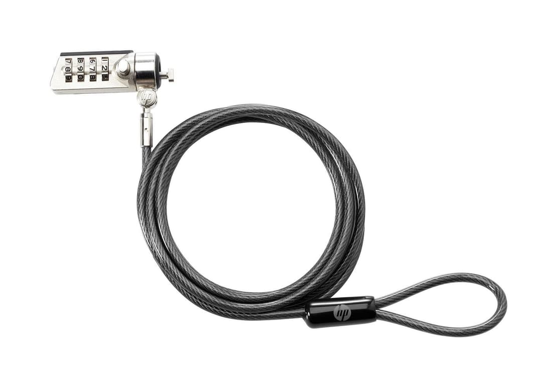HP Combination Lock - 1.83 m Galvanized Steel Notebook Security Cable Lock, Black (T0Y15AA) - Image 1
