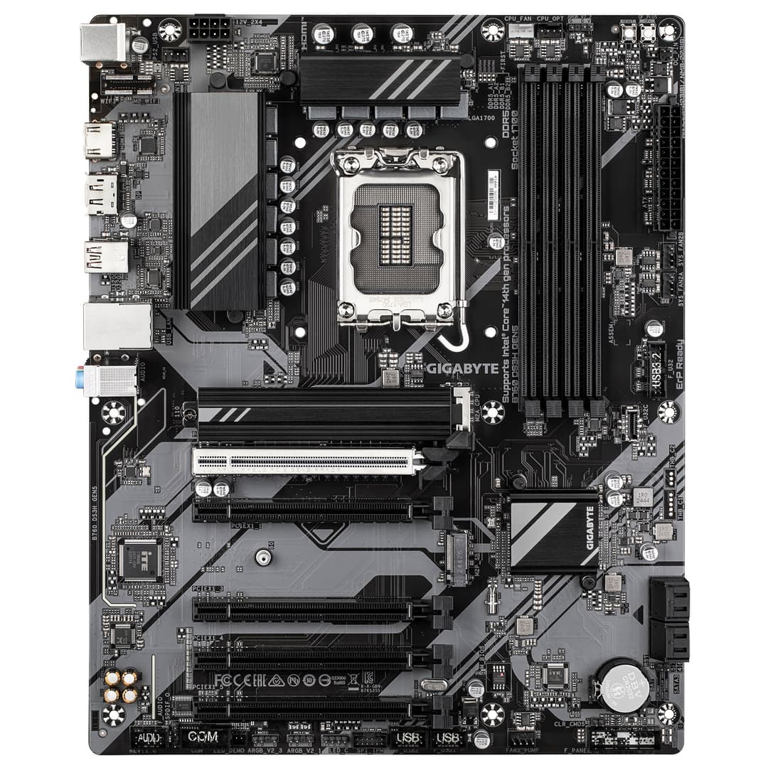 GIGABYTE B760 DS3H GEN5 Intel B760 Express ATX LGA 1700 Motherboard - Supports Intel Core 14th Gen CPUs, 8+2+1 Phases Digital VRM, up to 5600MHz DDR5, 2xPCIe 4.0 M.2, 1GbE LAN, USB 3.2 Gen 2x2 - Image 2