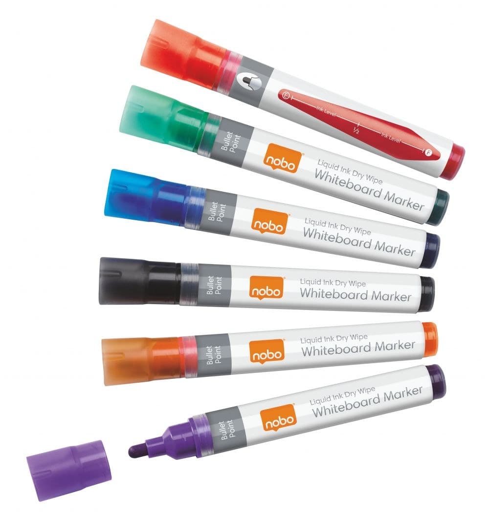 Nobo 1901419 Liquid Ink Drywipe Markers Pack of 6 - Image 1