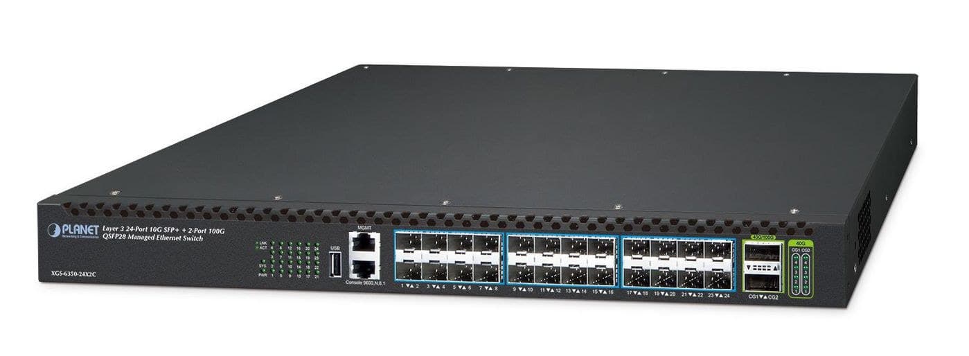 PLANET XGS-6350-24X2C Layer 3 24-Port 10G SFP+ + 2-Port 100G QSFP28 Managed Ethernet Switch