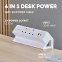 Fellowes Power Desk 2 Desktop Power Module - 2 Power Sockets (230V), 1 USB-A (18W) & 1 USB-C (30W) Ports - Top-Mount Desk Clamp 10-45mm, 2m Cable - White - 100137181 thumbnail 4