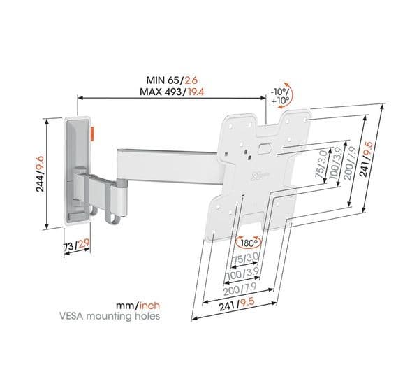 Vogel's Comfort TVM 3245 Full Motion 19-43" TV Bracket - White - Image 6