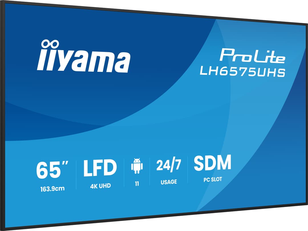 iiyama LH6575UHS-B2AG Signage Display Digital signage flat panel 163.8 cm (64.5") LCD Wi-Fi 500 cd/m² 4K Ultra HD Black Built-in processor Android 11 24/7 - Image 4