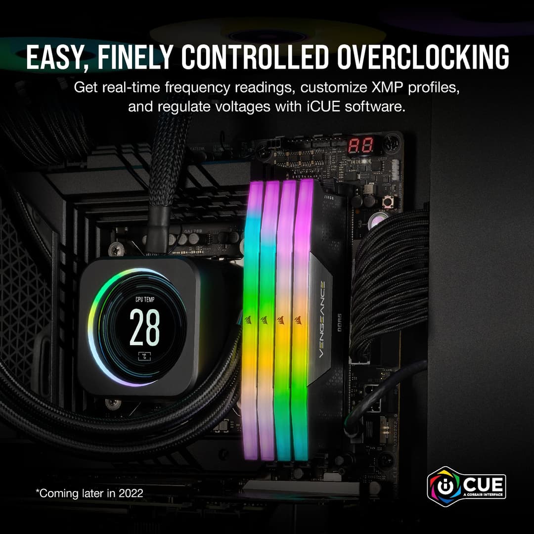 Corsair Vengeance RGB DDR5 RAM 16GB (2x8GB) Up to 5200MHz CL40 Intel XMP iCUE Compatible Computer Memory - Black - Image 5