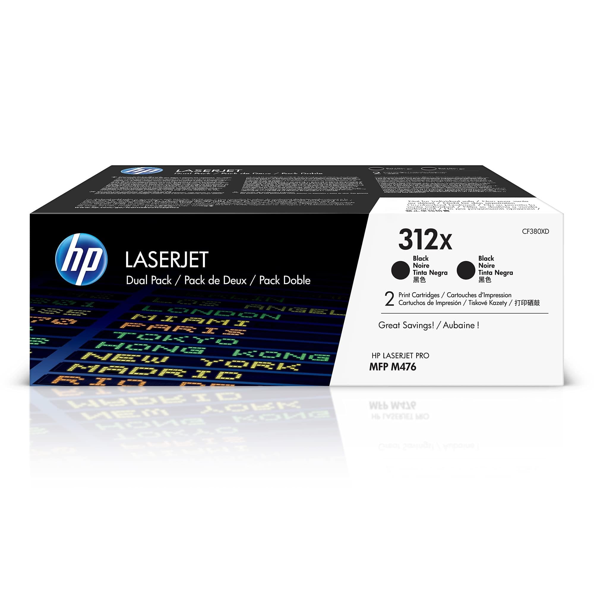HP CF380XD 312X 2-Pack High Yield Original LaserJet Toner Cartridges - Black