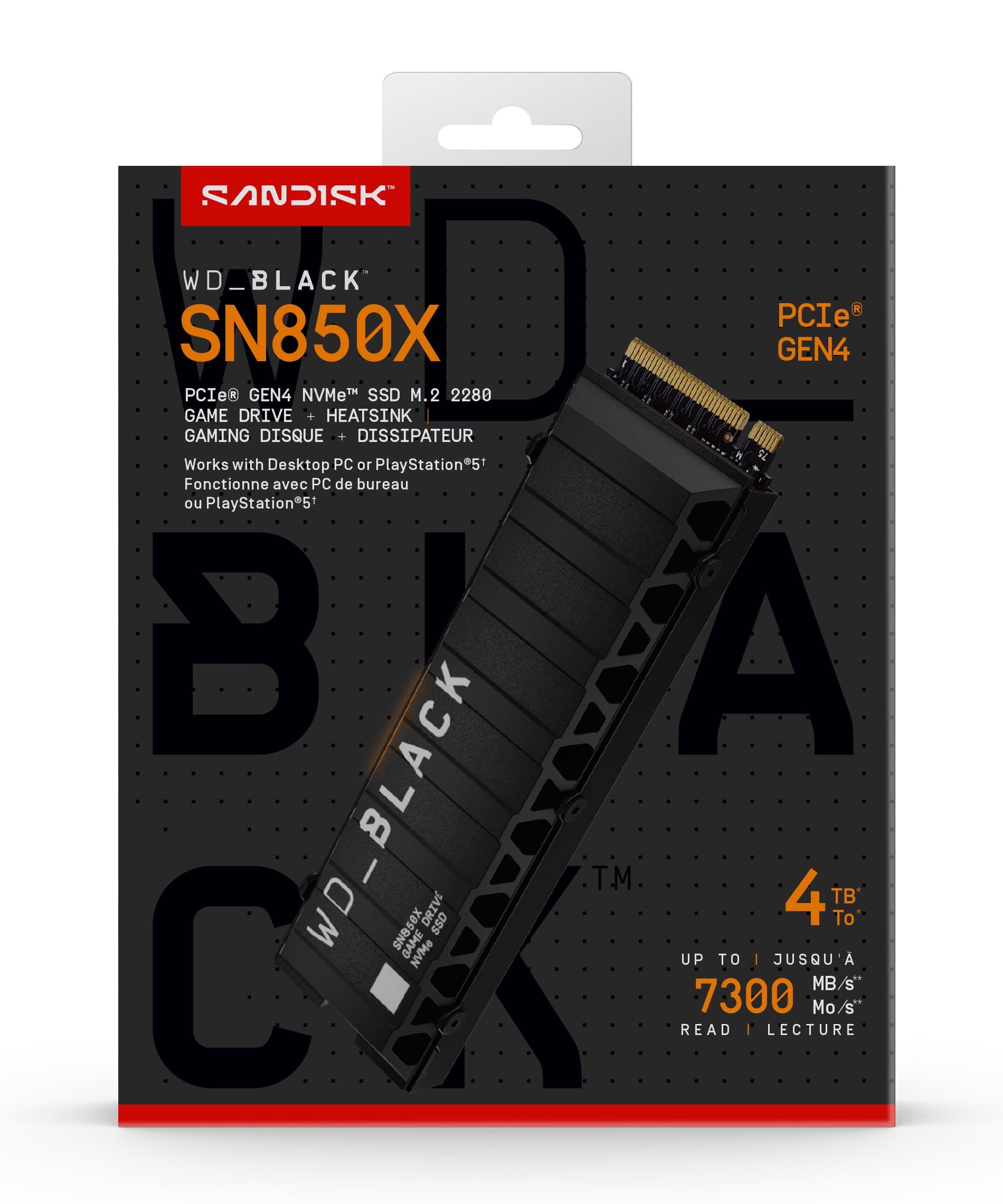 Western Digital WD_BLACK SN850X NVMe SSD 4 TB with Heatsink (M.2 2280, PCIe Gen4)