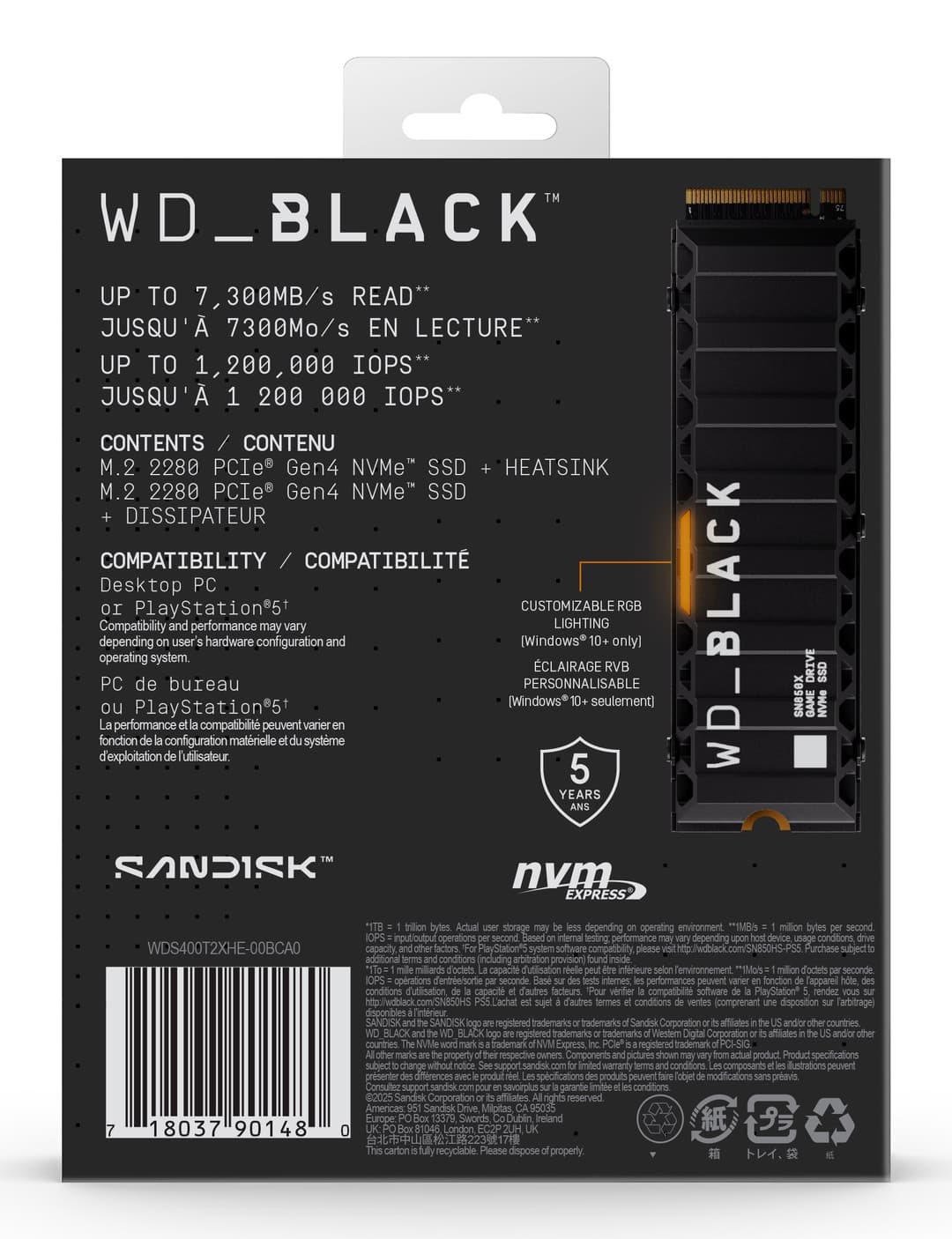 Western Digital WD_BLACK SN850X NVMe SSD 4 TB with Heatsink (M.2 2280, PCIe Gen4) - Image 4