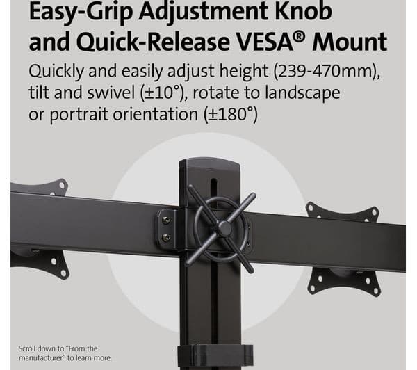 KENSINGTON SmartFit Space-Saving K55513WW Dual Arm Tilt & Swivel 27" Monitor Desk Mount - Image 4