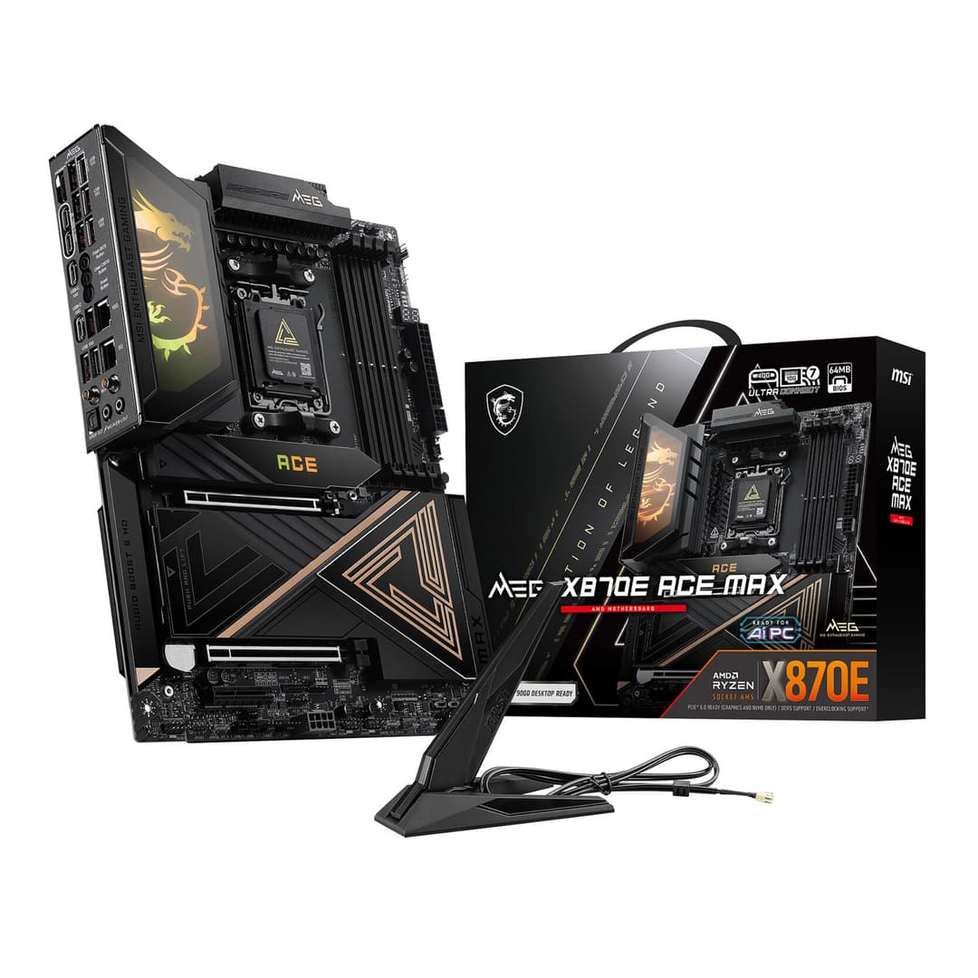 MSI MEG X870E ACE MAX AMD X870E ATX Socket AM5 Motherboard - DDR5, PCIe 5.0, 5x M.2, Wi-Fi 7 - Image 1