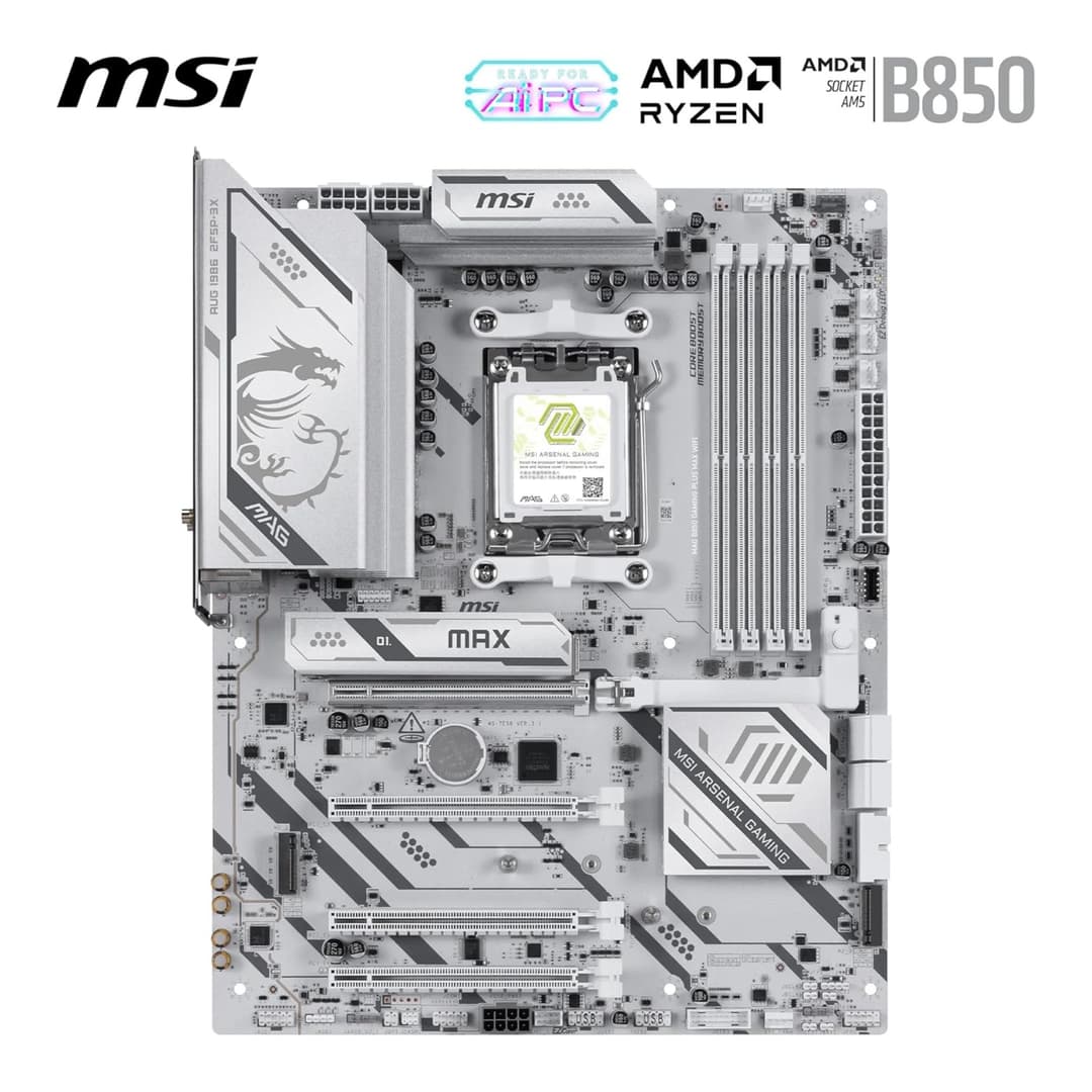 MSI MAG B850 GAMING PLUS MAX WIFI DDR5 ATX Socket AM5 Motherboard White - Image 2