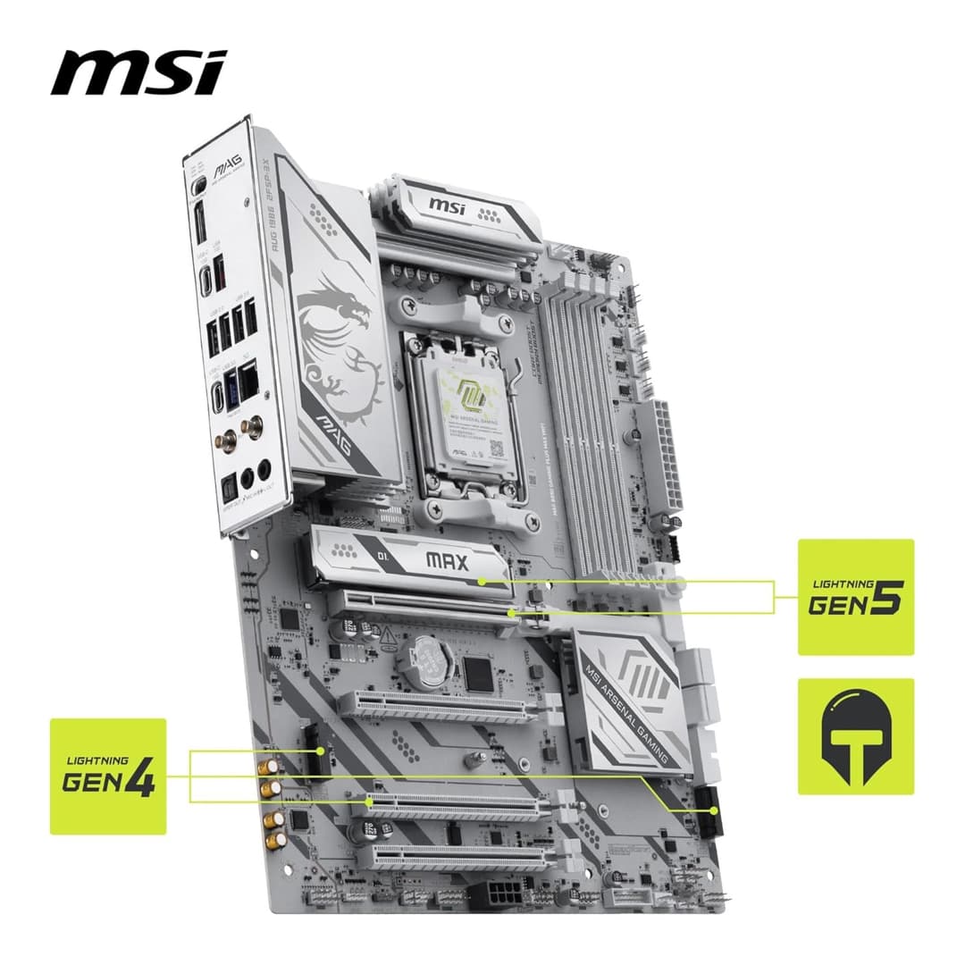 MSI MAG B850 GAMING PLUS MAX WIFI DDR5 ATX Socket AM5 Motherboard White - Image 4