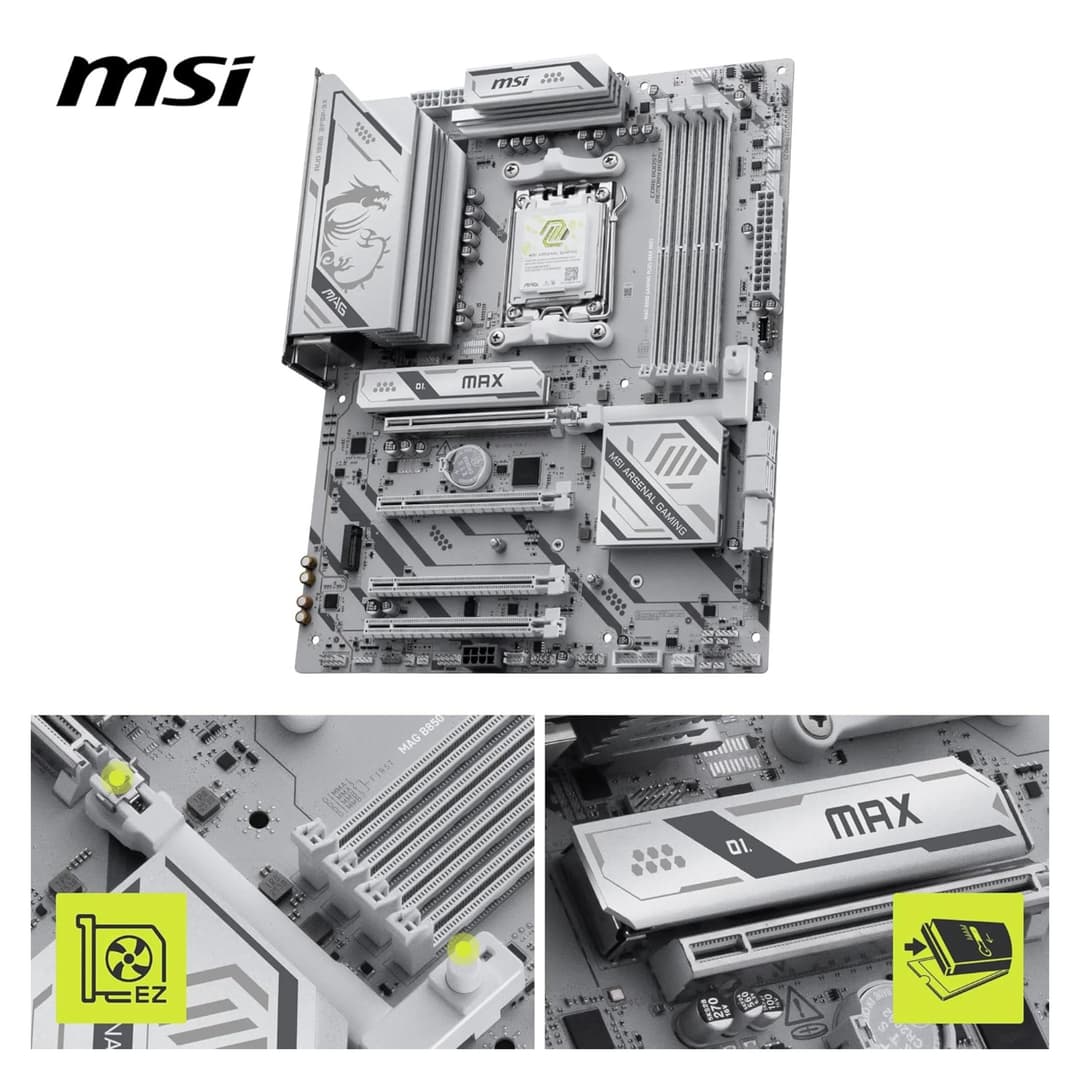 MSI MAG B850 GAMING PLUS MAX WIFI DDR5 ATX Socket AM5 Motherboard White - Image 6