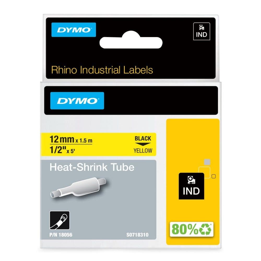 Dymo 18056 12mm Yellow Sleeve - S0718310 - Image 1