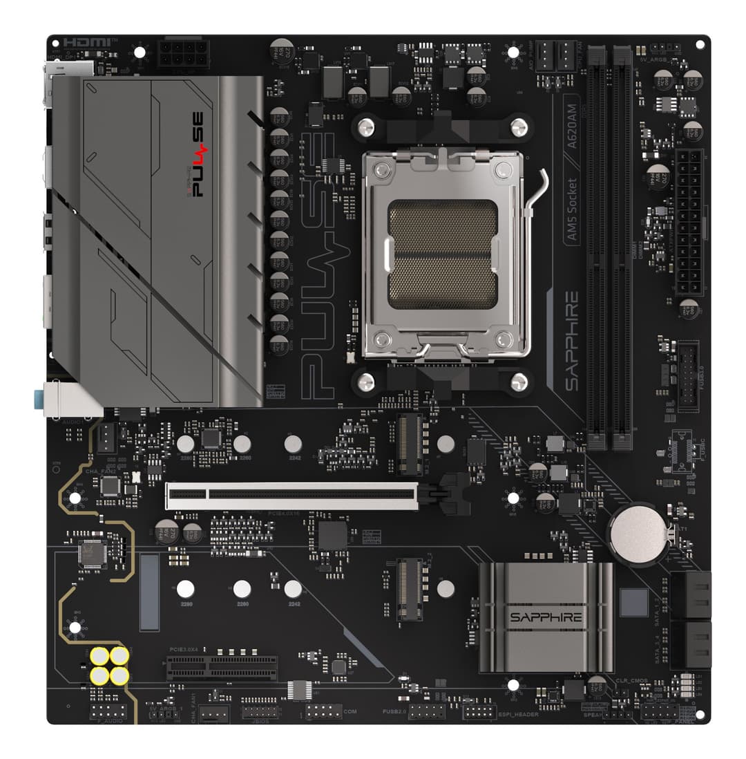 Sapphire PULSE A620AM AMD A620A Socket AM5 DDR5 Micro-ATX Motherboard - Image 1