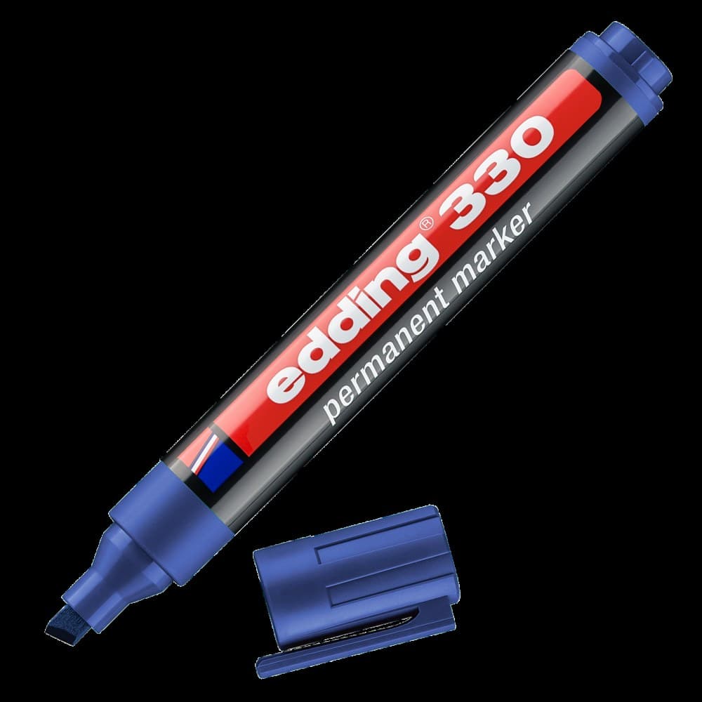 edding 330 Permanent Marker A8 Blue Box of 10 - Image 1