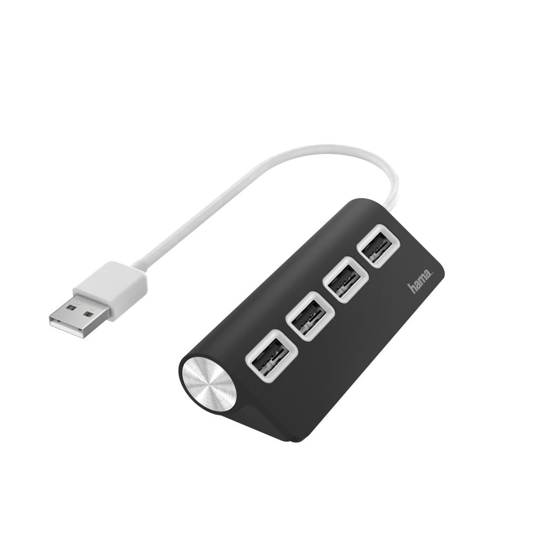 Hama 00200119 4-Port USB 2.0 Hub, 480 Mbit/s, USB Powered - Black