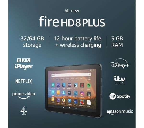 Amazon Fire HD 8 Plus 8 Inch 2020 WiFi 64GB 3GB RAM Tablet - Black - Image 3