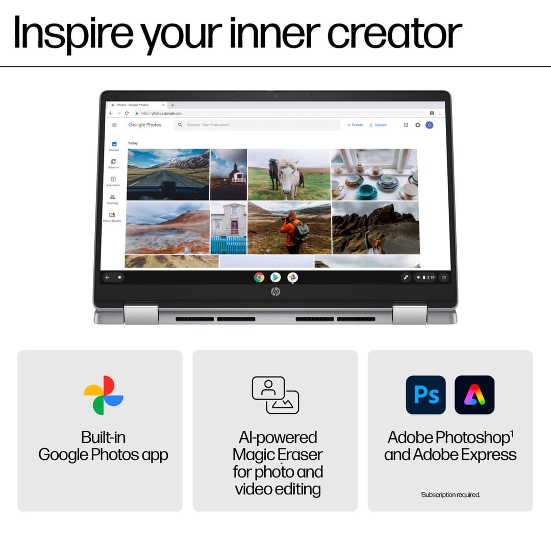 HP Chromebook x360 14b-cd0001na Intel® N200 8GB RAM 128GB eUFS 14" Touchscreen Full HD ChromeOS Laptop - Image 3