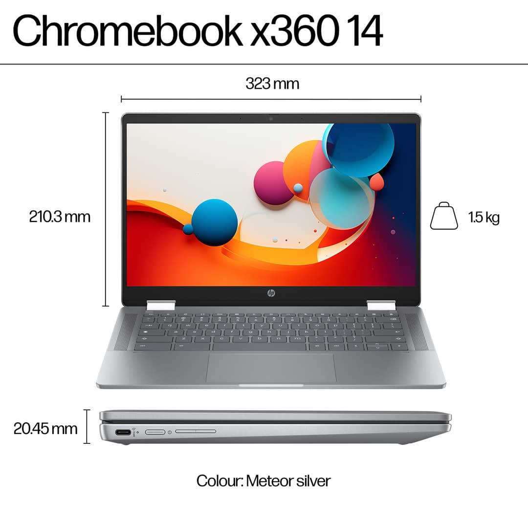 HP Chromebook x360 14b-cd0001na Intel® N200 8GB RAM 128GB eUFS 14" Touchscreen Full HD ChromeOS Laptop - Image 6