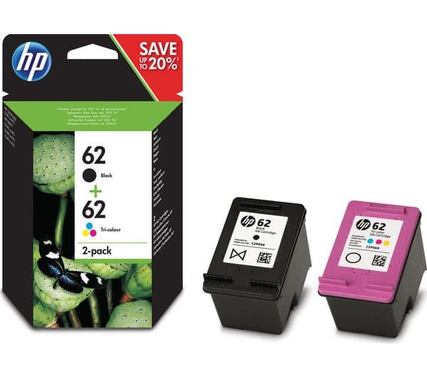 HP 62 - 2-pack - pigmented black, colour (cyan, magenta, yellow) - original - ink cartridge
