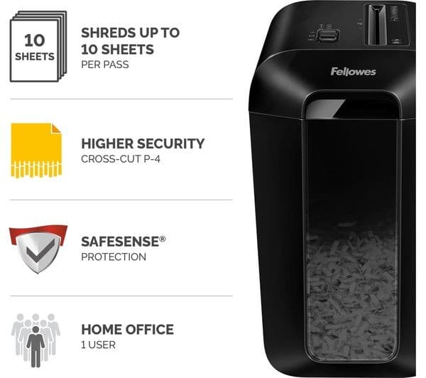 FELLOWES Powershred LX65 Cross Cut Paper Shredder - Black - Image 2