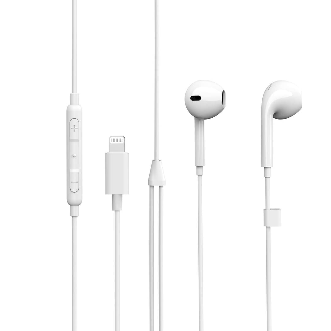 eSTUFF ES652010 In-ear Headphone EarPod, MFi Lightning Wired Earphones with In-line Mic and Remote, 1.2 m Cable, White - Image 1