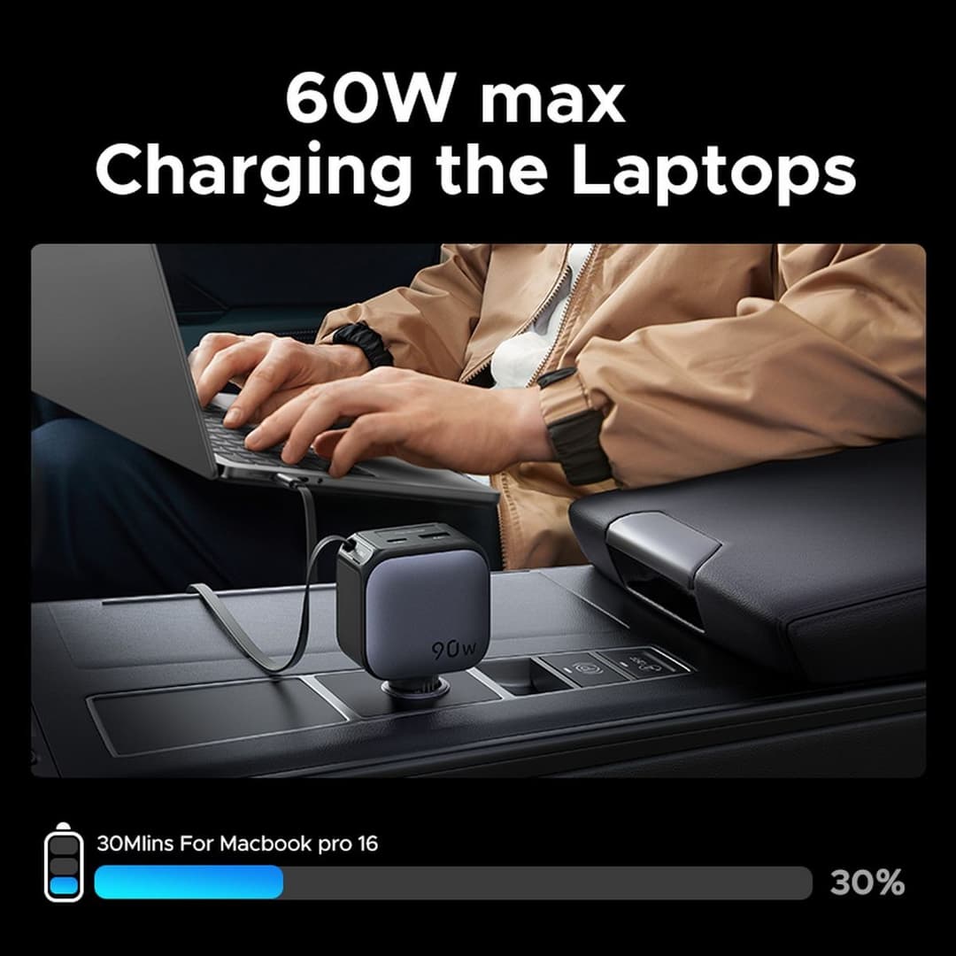 UGREEN 90W Car Charger with 60W Retractable USB-C Cable - Image 6
