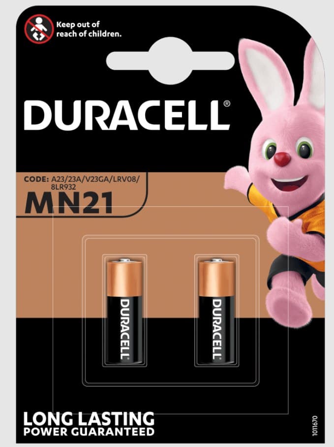 Duracell MN21 12V Alkaline Single-use Battery (A23 / 23A / V23GA / LRV08 / 8LR932) - Pack of 2
