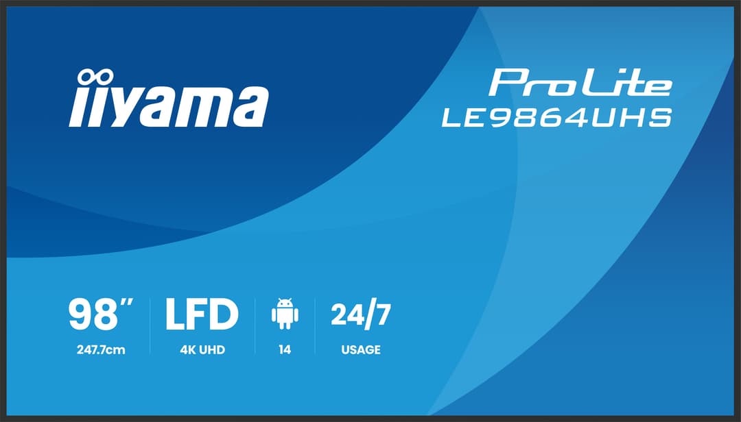 iiyama LE9864UHS-B1AG Signage Display Digital signage flat panel 2.49 m (98") Wi-Fi 500 cd/m² 4K Ultra HD Black Built-in processor Android 24/7 - Image 2