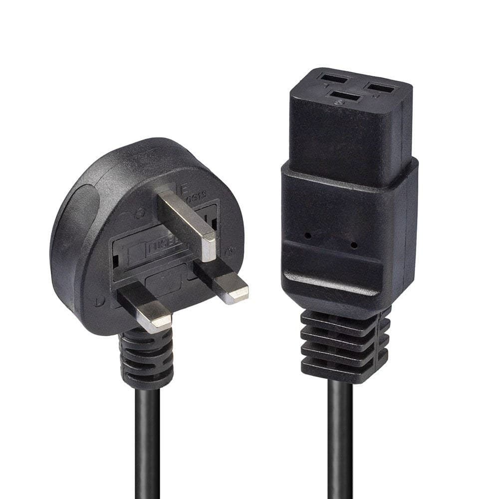 Lindy 2m UK 3 Pin Plug to IEC C19 Power Cable, Black - Image 1
