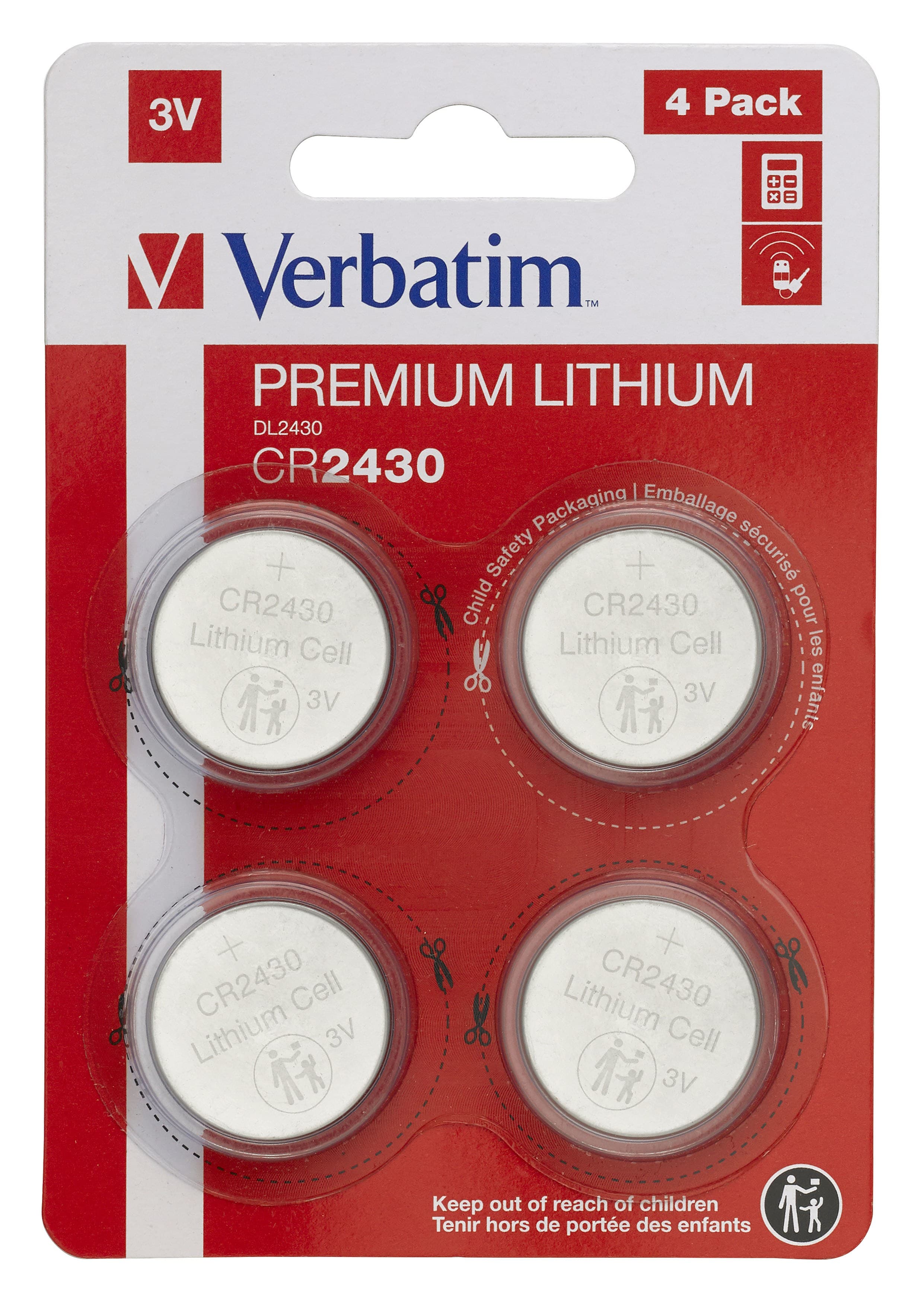 Verbatim 3V Lithium Coin Battery 4 Pack - CR2430