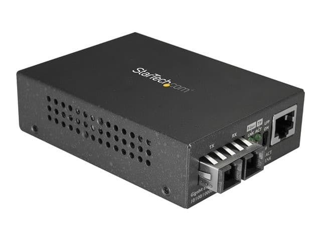 StarTech.com Multimode SC Fiber Media Converter for 10/100/1000 Network, 550m Range, Gigabit Ethernet, 850nm, Full Duplex Gigabit Ethernet Media Converter, Fiber Optic Media Converter - Ethernet Over Fiber (MCMGBSCMM055) - fibre media converter - 10Mb LAN