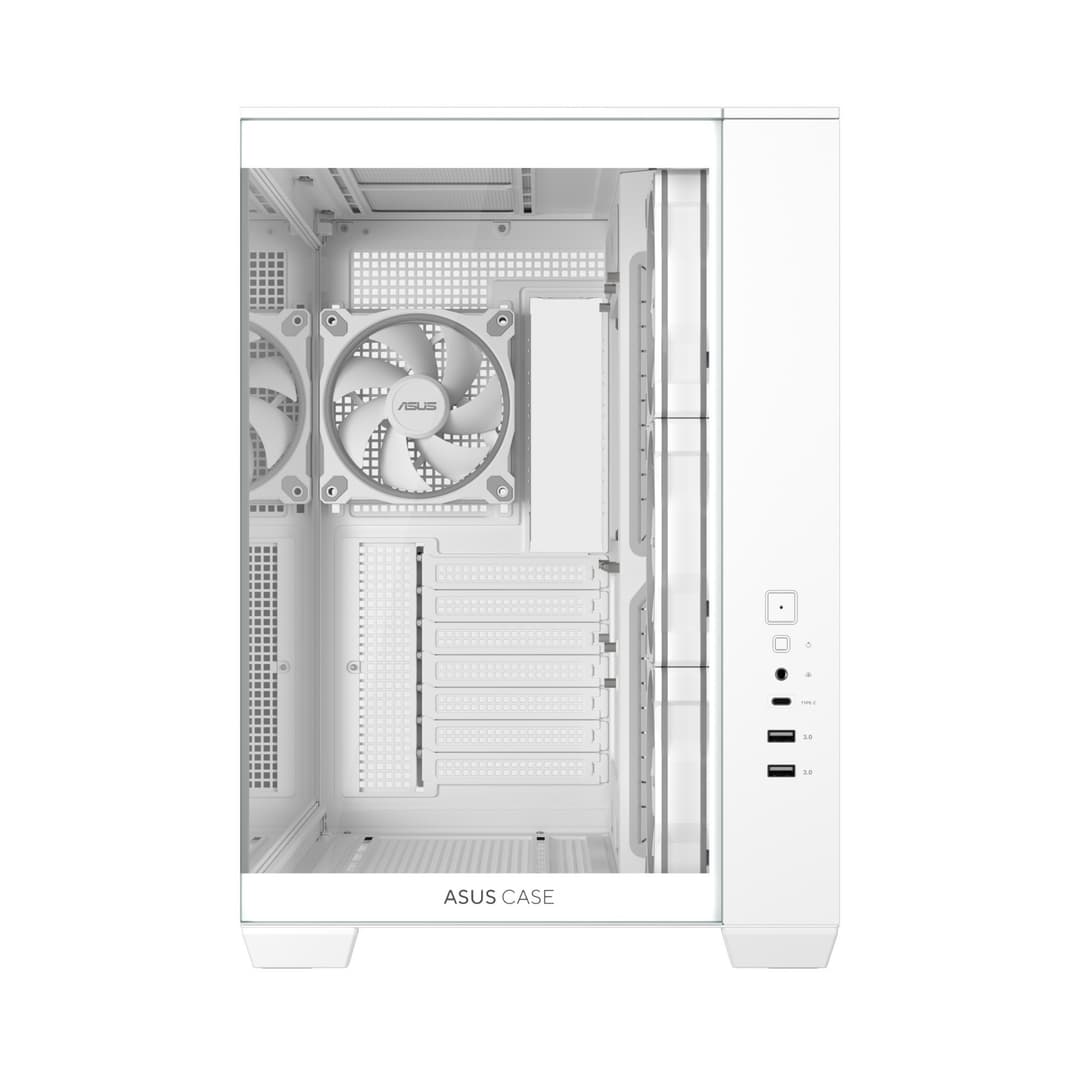 ASUS A32 PLUS ARGB Tempered Glass Dual-Chamber Mid-Tower Gaming PC Case - White - Image 2