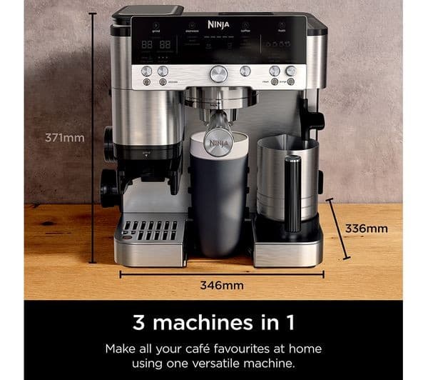 Ninja Luxe Cafe Premier ES601UK Bean to Cup Coffee Machine Silver & Black - Image 2