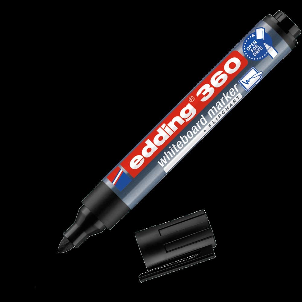 edding 360 whiteboard Black marker Box of 10 - Image 1