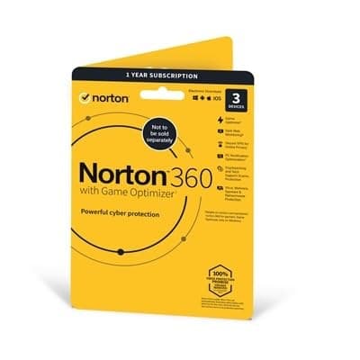 Norton 360 with Game Optimizer 2022 - 3 Devices, 1-Year Subscription