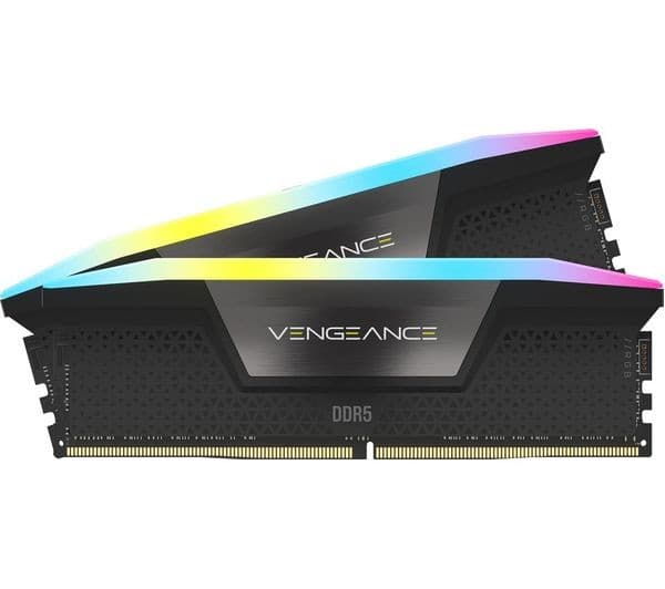 CORSAIR Vengeance RGB 32 GB DDR5 6000 MHz CL36 PC RAM - 16 GB x 2 - Black (CMH32GX5M2E6000Z36)