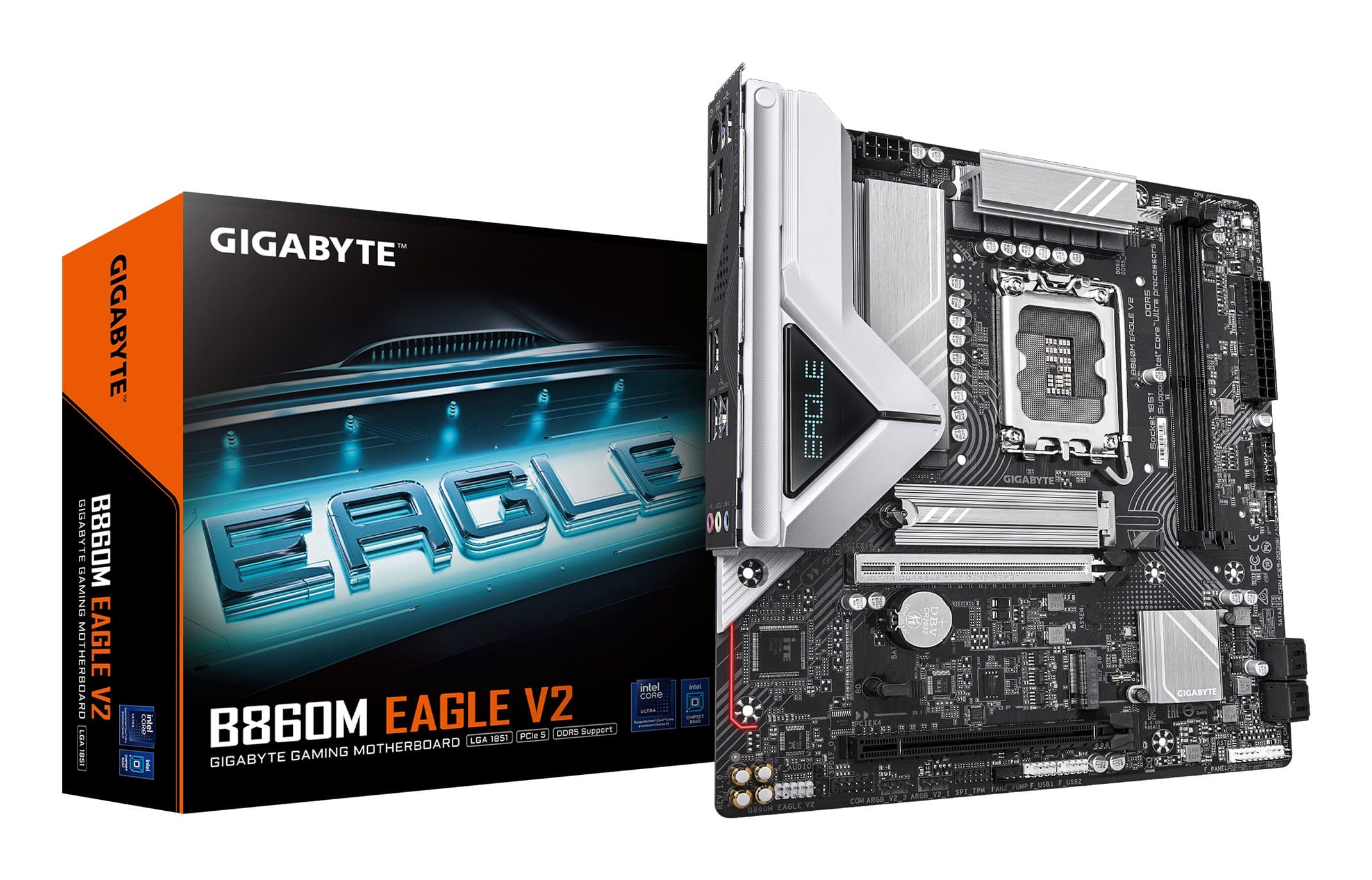 GIGABYTE B860M EAGLE V2 Intel B860 LGA 1851 Micro-ATX Motherboard - Intel Core Ultra Series CPUs, 6+1+2 Phases VRM, up to 9066MHz DDR5, 1xPCIe 5.0 + 1xPCIe 4.0 M.2, 2.5GbE LAN, USB 3.2 Gen 1