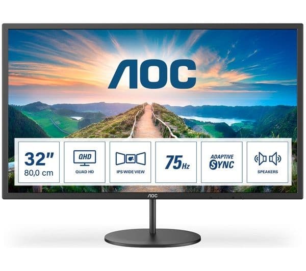 AOC Q32V4 32" QHD 2560x1440 IPS 75Hz Monitor with Speakers - Black