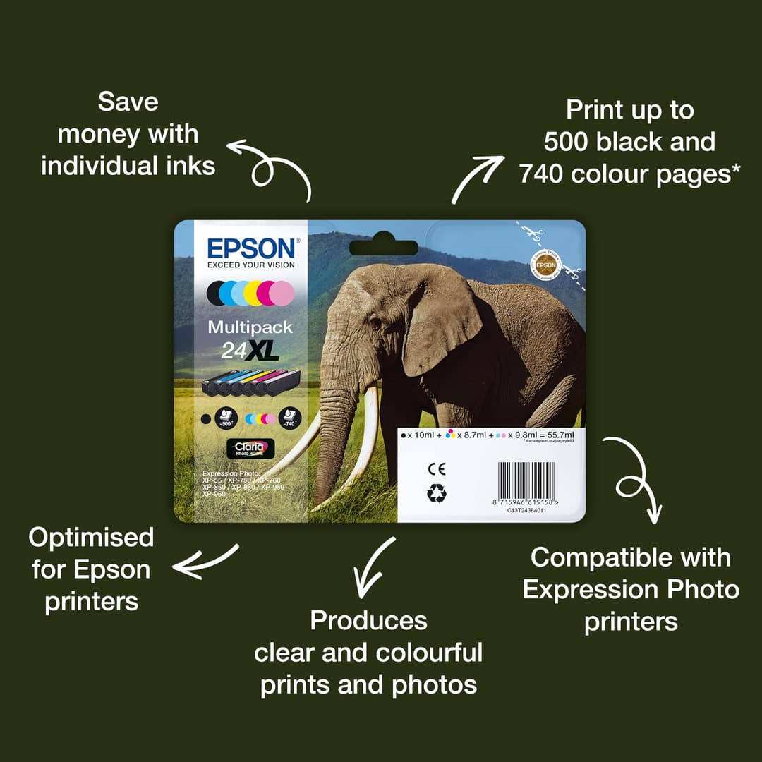 Epson 24XL C13T24384510 High Yield Genuine Ink Cartridge Multipack - 6 Colour - Image 2