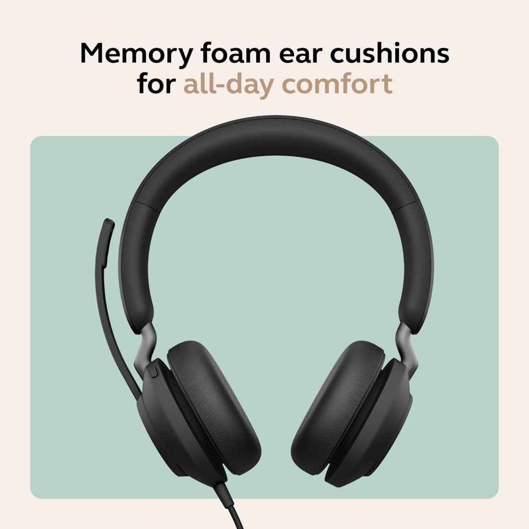 Jabra Evolve2 40 SE UC Stereo Headset - USB-C/A - Black - Image 6