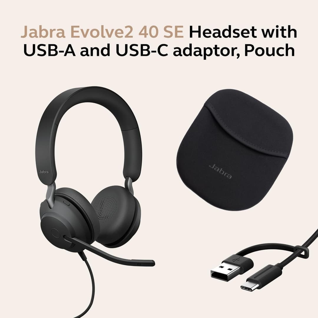 Jabra Evolve2 40 SE UC Stereo Headset - USB-C/A - Black - Image 8