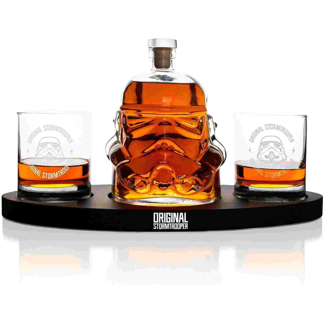 Original Stormtrooper 3D Helmet Decanter Set - 750ml Decanter with 2 Whiskey Glasses - Image 1