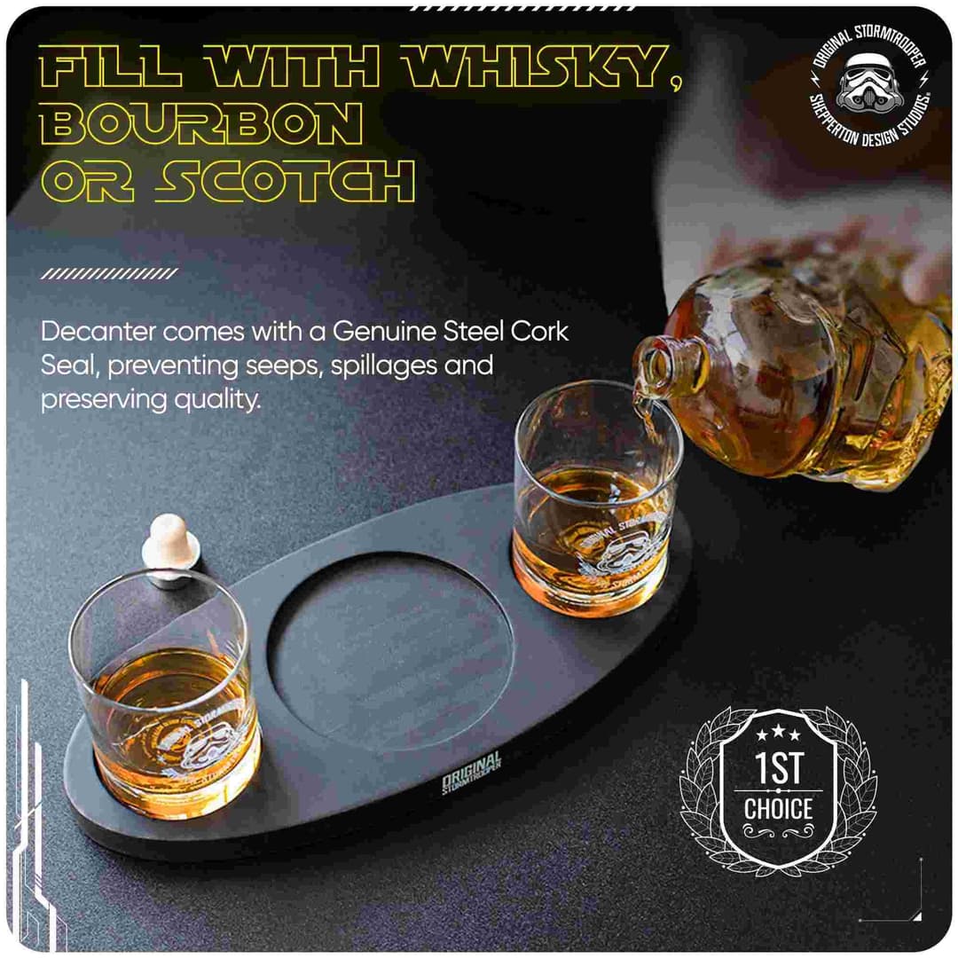 Original Stormtrooper 3D Helmet Decanter Set - 750ml Decanter with 2 Whiskey Glasses - Image 4