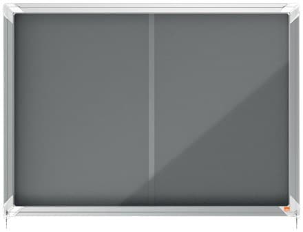 Nobo Premium Plus 1915336 Lockable Notice Board 8 x A4 925 x 668mm Indoor Grey Felt Aluminium Trim - Image 1