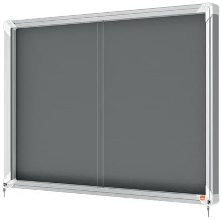 Nobo Premium Plus 1915336 Lockable Notice Board 8 x A4 925 x 668mm Indoor Grey Felt Aluminium Trim - Image 2