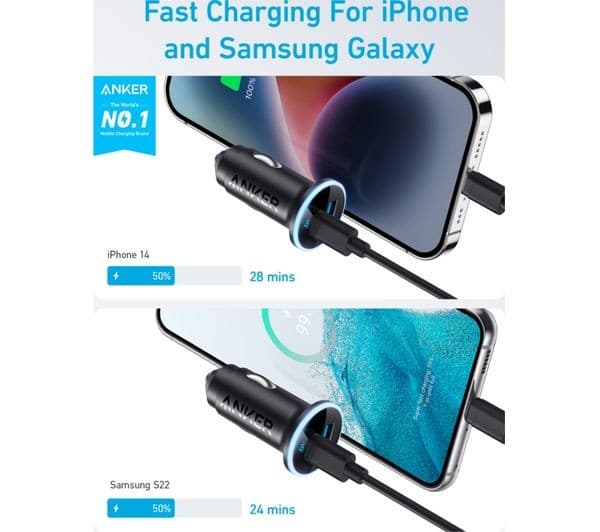 ANKER 2-Port 52.5W USB Type-C Car Charger Black - Image 8