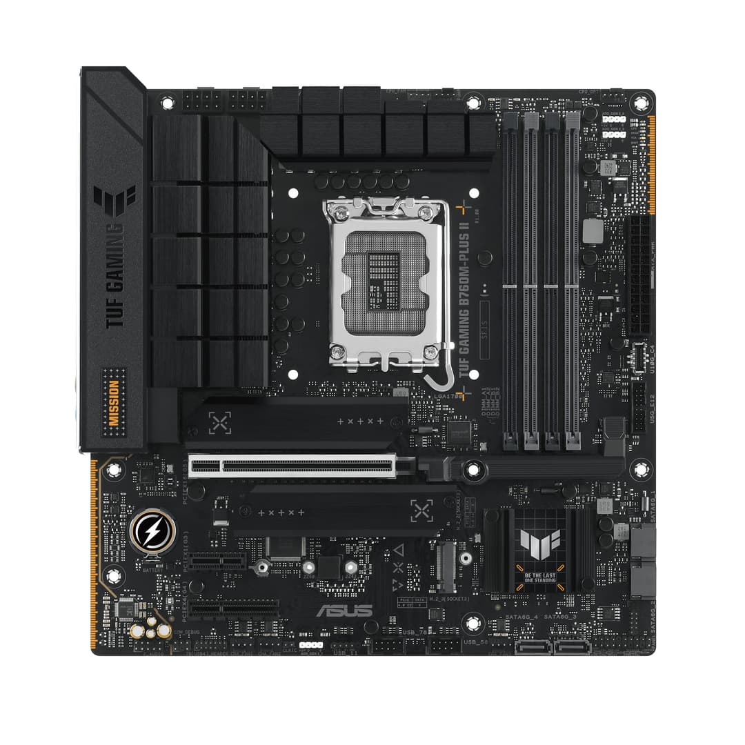 ASUS TUF GAMING B760M-PLUS II Intel B760 LGA 1700 DDR5 micro ATX Motherboard - Image 1